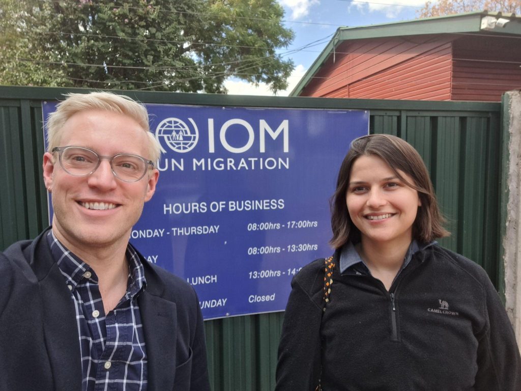 Dr. Micinski and Victoria Markiewicz meet with the International Organization for Migration at their office in Harare, Zimbabwe.